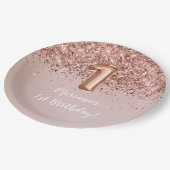 バラ金ゴールドキッズガール1st誕生日パーティー ペーパープレート (アングル)