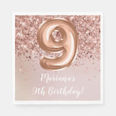 バラ金ゴールドキッズガール9thバースデーパーティー スタンダードランチョンナプキン (正面)