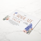 バラ金ゴールドキャップ及びガウン目盛り箔招待状 箔招待状 (回転した状態)