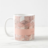 バラ金ゴールドキューブ大理石の名前が正しくないスクリプト コーヒーマグカップ (左)