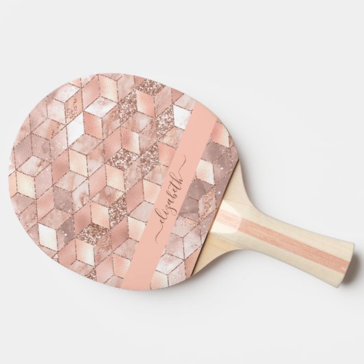 バラ金ゴールドキューブ大理石の名前が正しくないスクリプト 卓球ラケット (横)