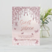 バラ金ゴールドキラキラが蝶のグラデーションinvitati 招待状 (スタンド正面)