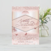 バラ金ゴールドキラキラ蝶ティアラ書道 招待状 (スタンド正面)