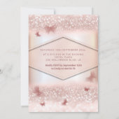 バラ金ゴールドキラキラ蝶ティアラ書道 招待状 (裏面)