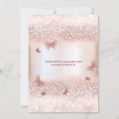 バラ金ゴールドキラキラ蝶ティアラ書道 招待状 (裏面)