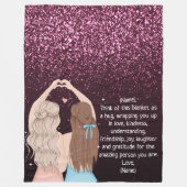 バラ金ゴールドキラキラ輝く女の子のカスタムメモ フリースブランケット (正面)