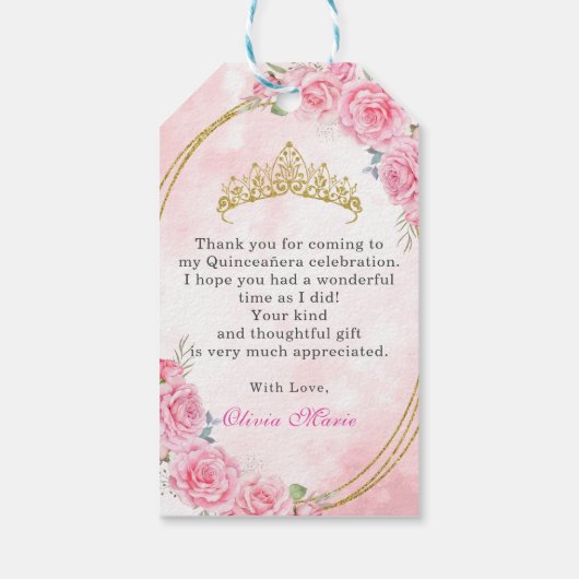 バラ金ゴールドキンセアニェラ恋しく思クリン15アノス誕生日 ギフトタグ (裏面)