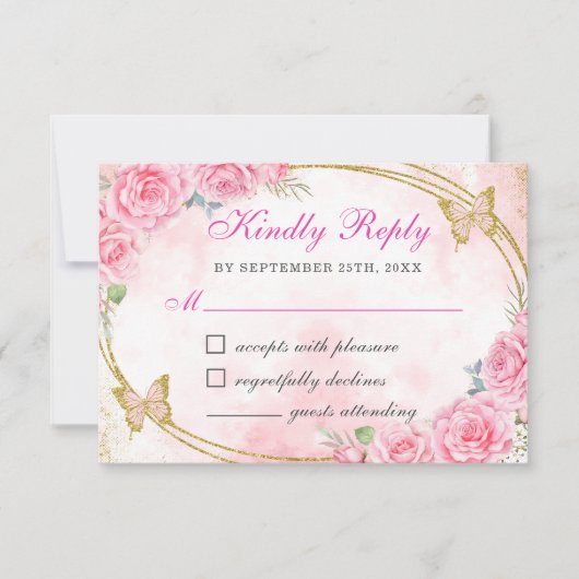 バラ金ゴールドキンセアニェラ恋しく思クリン15アノス誕生日 出欠カード (正面)