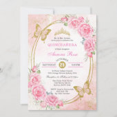 バラ金ゴールドキンセアニェラ恋しく思クリン15アノス誕生日 招待状 (正面)