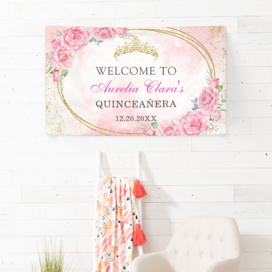 バラ金ゴールドキンセアニェラ恋しく思クリン15アノス誕生日 横断幕 (インサイチュ)