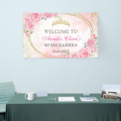 バラ金ゴールドキンセアニェラ恋しく思クリン15アノス誕生日 横断幕 (トレードショー)