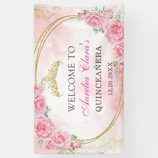 バラ金ゴールドキンセアニェラ恋しく思クリン15アノス誕生日 横断幕 (縦)