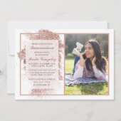 バラ金ゴールドキンセニェラカスタム写真誕生パーティー 招待状 (正面)