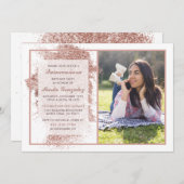 バラ金ゴールドキンセニェラカスタム写真誕生パーティー 招待状 (正面/裏面)