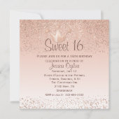 バラ金ゴールドクラウンスウィート16誕生日招待状 招待状 (正面)