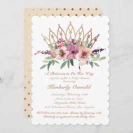 バラ金ゴールドクラウン赤面ピンクフローラガールシャワー 招待状
