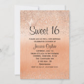 バラ金ゴールドクラウン金ゴールドスウィート16誕生日招待状 招待状 (正面)