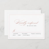 バラ金ゴールドクラシックエレガンスシンプルスクリプト結婚の 出欠カード (正面/裏面)