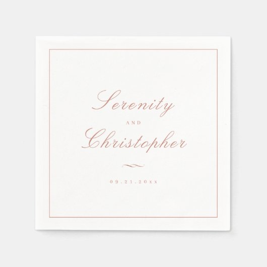 バラ金ゴールドクラシックエレガンスミニマル結婚リスト スタンダードカクテルナプキン (正面)