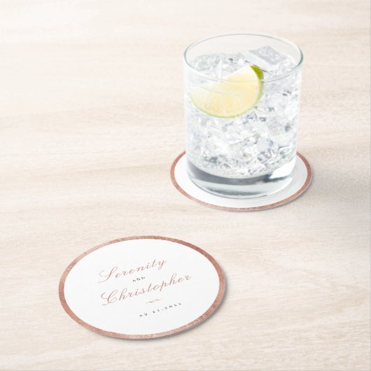 バラ金ゴールドクラシックエレガンスミニマル結婚リスト ラウンドペーパーコースター (インサイチュ)