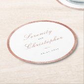 バラ金ゴールドクラシックエレガンスミニマル結婚リスト ラウンドペーパーコースター (アングル)