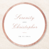 バラ金ゴールドクラシックエレガンスミニマル結婚リスト ラウンドペーパーコースター (正面)