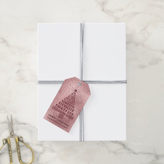 バラ金ゴールドクリスチャンクリスマス聖なる書物、 経典 – 名前の追加 ギフトタグ (より糸付き)