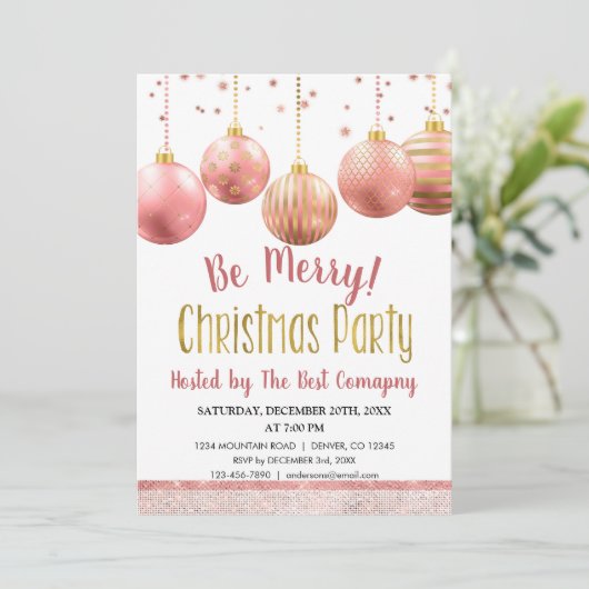 バラ金ゴールドクリスマスウィンター企業のホリデー 招待状 (スタンド正面)