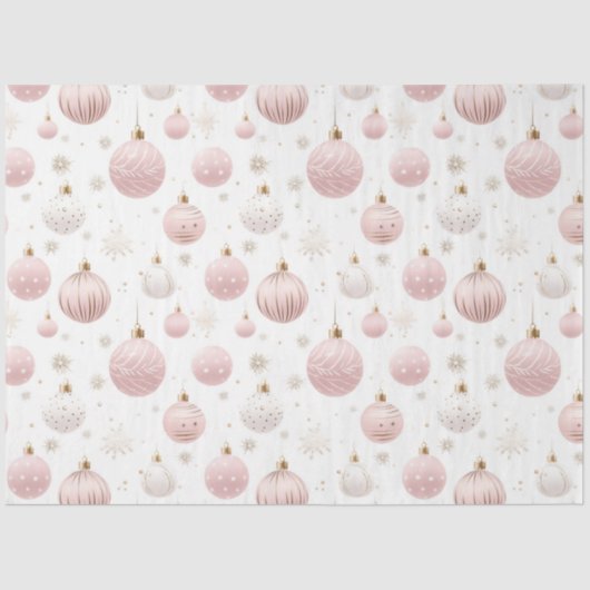 バラ金ゴールドクリスマスオーナメントスノーフレーク 薄葉紙 (正面)