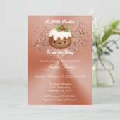 バラ金ゴールドクリスマスクッキーベビーシャワー 招待状 (スタンド正面)