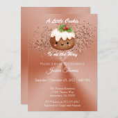 バラ金ゴールドクリスマスクッキーベビーシャワー 招待状 (正面/裏面)