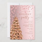 バラ金ゴールドクリスマスツリーウィンターカンパニーホリデー 招待状 (正面)
