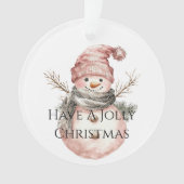 バラ金ゴールドクリスマスツリーキャンディカン雪だるま オーナメント (正面)