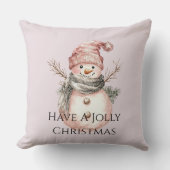 バラ金ゴールドクリスマスツリーキャンディカン雪だるま クッション (正面)