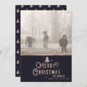 バラ金ゴールドクリスマスツリーホリデーフォトカード シーズンカード (正面/裏面)