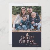 バラ金ゴールドクリスマスツリーホリデーフォトカード シーズンカード (正面)