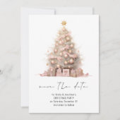 バラ金ゴールドクリスマスツリー日付の保存 招待状 (正面)