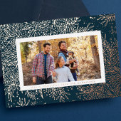 バラ金ゴールドクリスマスボタニカルスノーフレーク写真 箔シーズンカード