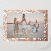 バラ金ゴールドクリスマスボタニカルフォトフレーム 箔シーズンカード (正面)