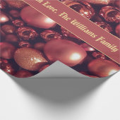 バラ金ゴールドクリスマスボーブルパターン追加文字 ラッピングペーパー (角)