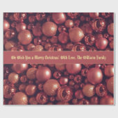 バラ金ゴールドクリスマスボーブルパターン追加文字 ラッピングペーパー (フラット)