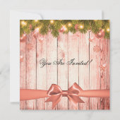 バラ金ゴールドクリスマス婚約パーティツリー&リボン 招待状 (裏面)