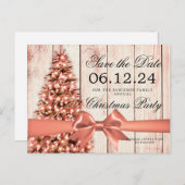 バラ金ゴールドクリスマス救祝日付 |ツリーとリボン 案内ポストカード (正面/裏面)