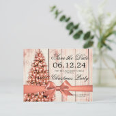 バラ金ゴールドクリスマス救祝日付 |ツリーとリボン 案内ポストカード (スタンド正面)