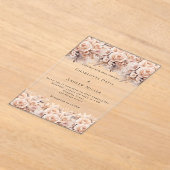 バラ金ゴールドクリーム澄ん結婚花模様 アクリル招待状 (レイダウン)