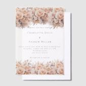 バラ金ゴールドクリーム澄ん結婚花模様 ベラム紙招待状 (オフセット)