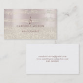 バラ金ゴールドクレフ、 音符記号及びフェイクグリッター 名刺 (正面/裏面)