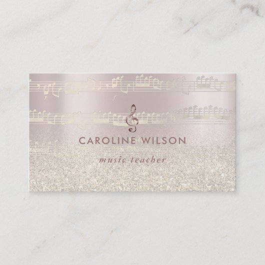 バラ金ゴールドクレフ、 音符記号及びフェイクグリッター 名刺 (正面)