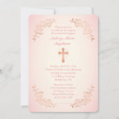 バラ金ゴールドクロスピンクバプティスマフォト招待状 招待状 (正面)