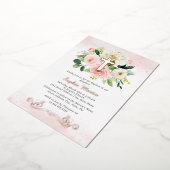 バラ金ゴールドクロスフローラガールピンクバプテスマ 箔招待状 (回転した状態)